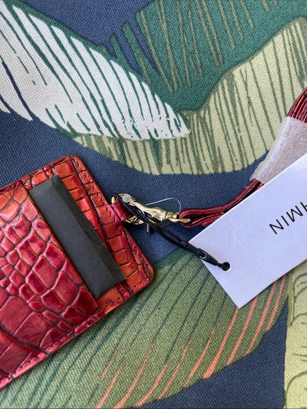 Brahmin Red Croc-Embossed Leather ID Badge Holder with Matching Lanyard - Picture 6 of 6
